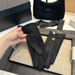 Găng tay da lộn Celine logo 4 màu