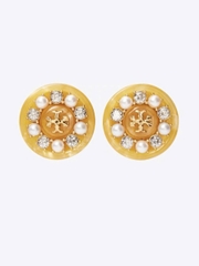 Khuyên tai Tory Burch tròn đính đá 3 màu