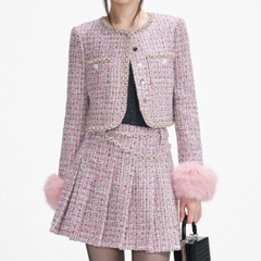 ÁO KHOÁC CỔ TAY LÔNG BOUCLE MÀU HỒNG