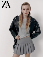 Chân váy Zara mini xếp ly chân 2 màu
