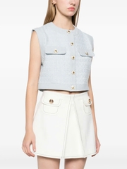 Áo dạ tweed Sandro xanh sát nách
