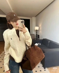Áo len cotton dệt kim có khóa kéo