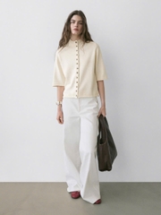 ÁO CARDIGAN ĐAN VỚI TAY ÁO DÀI KHUỶU TAY