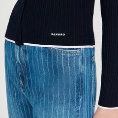 Áo len cardigan cổ polo ngắn