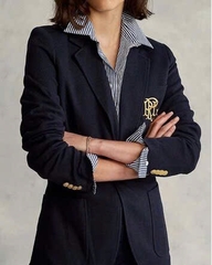 Blazer Polo 100% cotton 1 khuy huy hiệu PRL 2 màu
