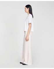 Tshirt Sandro trắng hoa hồng đá