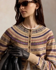 Áo khoác cardigan POLO RL pha len họa tiết Fair Isle