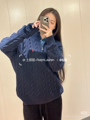 Áo len cotton dệt kim có khóa kéo