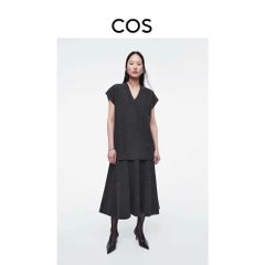 Áo gile COS cổ V dáng loose màu tàn