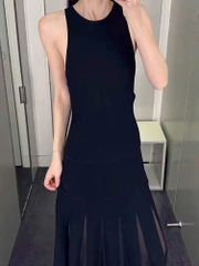 Váy cotton dệt kim COS đen đuôi cá sát nách