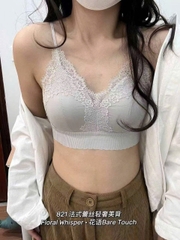 Áo bratop LA PERLA viền ren dây đan lưng 3 màu