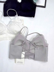 Áo bratop LA PERLA viền ren dây đan lưng 3 màu