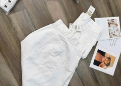 Chân váy denim Zara trắng dáng A