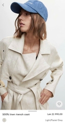 Áo trendcoat MNG khaki linen dáng dài