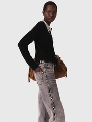 Áo khoác cardigan có cổ đính hạt có thể tháo rời