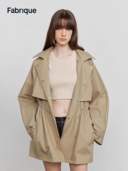 Trendcoat Sandro cắt tag khaki màu beirge