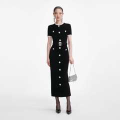 Váy MIDI dệt kim nhung đen