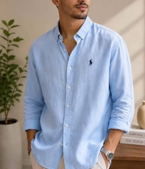 Áo sơ mi POLO vải lanh dáng cổ điển