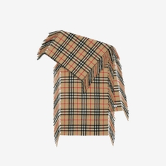 Khăn choàng cashmere kẻ caro có tua rua