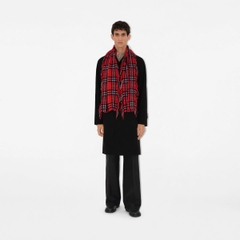Khăn choàng cashmere kẻ caro có tua rua