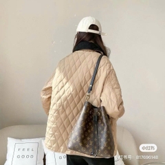 Áo khoác trần bông BBR cổ nhung đen 2 màu