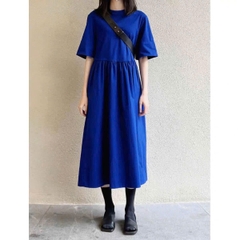 Váy thun COS babydoll cổ tròn