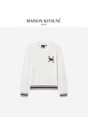 Cardigan cổ V Maison Kitsun logo cáo to