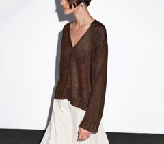 Áo Cardigan  Massimo Dutti Dệt Kim Mũi Thưa Cổ V