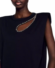 Áo tanktop Sandro đen cổ đá