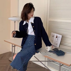 Chân váy denim MLB dáng midi màu nhạt