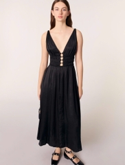 Váy maxi Maje lụa cut-out ngực giọt lệ 3 màu