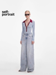 Bộ bodysuit dệt kim viscose màu xanh