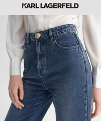 Quần jeans suông KARL ống mài gấu