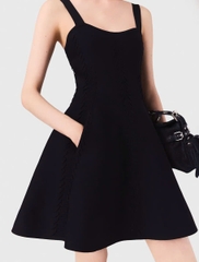 Váy len Maje navy 2 dây hoạt tiết dập nổi