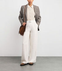 Quần ống rộng thắt lưng bằng vải tweed
