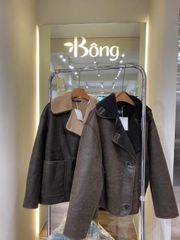 Áo khoác da lộn Zara cổ lông