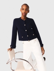 Áo khoác cardigan cổ sọc có thể tháo rời