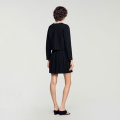 ÁO CARDIGAN SANDRO CỔ HOA ĐÍNH NGỌC TRAI