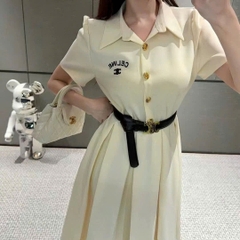 Váy liền Celine cổ bẻ kèm belt 2 màu