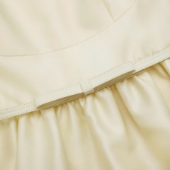 Váy Self- Portrait  satin vàng viền đá dáng midi bồng
