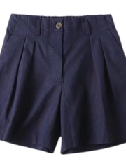 Quần short linen kèm belt cạp cao
