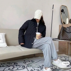 Áo khoác trần bông BBR cổ nhung đen 2 màu