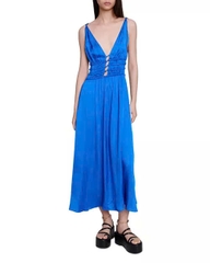 Váy maxi Maje lụa cut-out ngực giọt lệ 3 màu