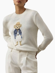 Áo Polo RL gấu mũ nâu 2 màu 100% cashmere