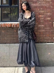 Cardigan COS len thừng màu muối tiêu dáng loose
