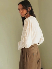 Sơ mi Sezane trắng thêu ngực