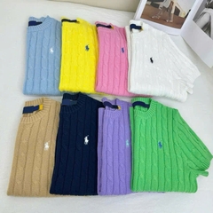 Áo len Polo  RL cổ tròn ngắn tay vặn thừng nhỏ