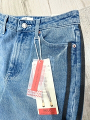 Quần jean dáng baggy Rauph Lauren xanh viền sọc đen