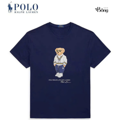 T shirt polo cổ tròn logo gấu 2 màu