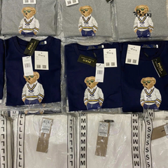 T shirt polo cổ tròn logo gấu 2 màu